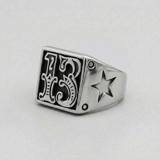 Lucky 13 Ornate Signet Ring