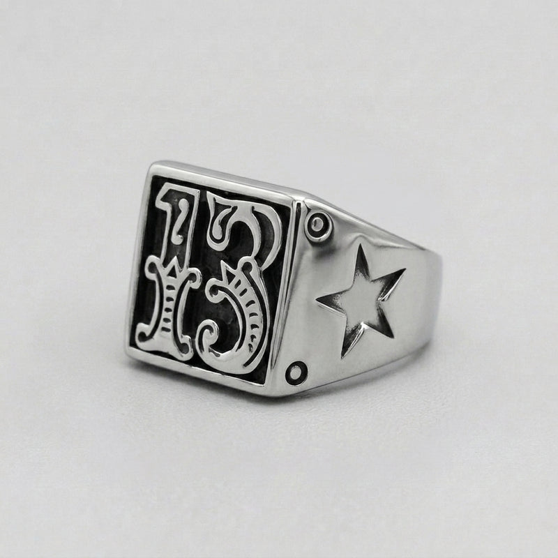 Lucky 13 Ornate Signet Ring