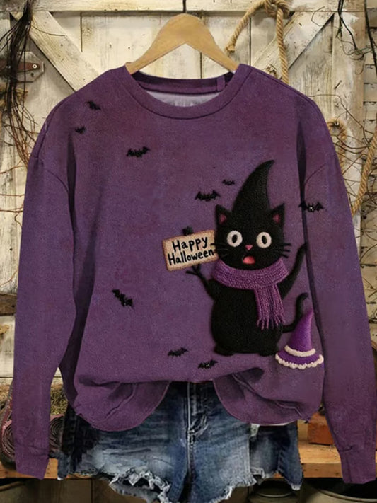 Women's Casual Halloween Print Sweatshirt artswardrobe