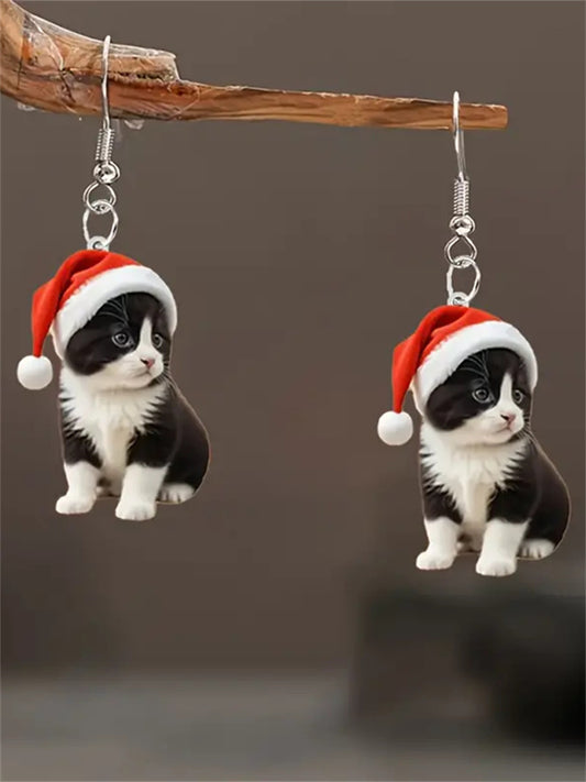 Comstylish Christmas Lovely Cow Cat Earrings