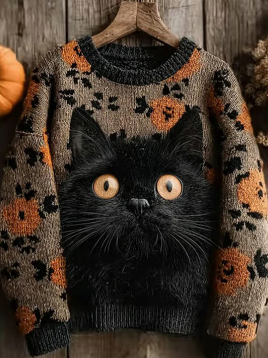 Women's Halloween Print Sweater elevenforest