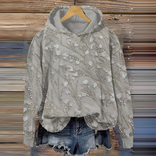 Comstylish Vintage Floral Lace Embroidered Print Hoodie