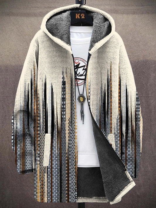 Men's Vintage Striped Patterns Cozy Hooded Coat elevenforest