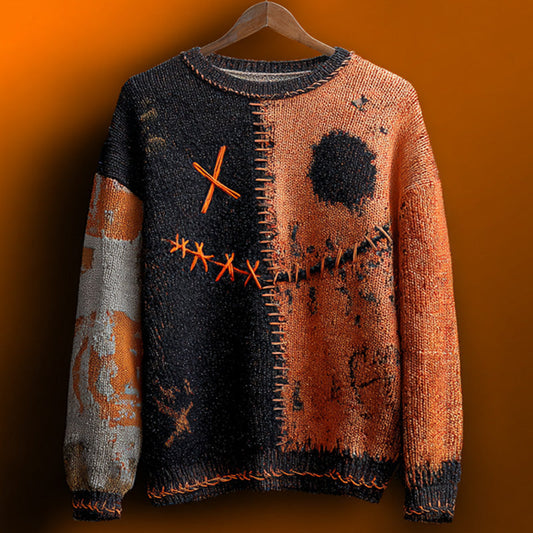 Vintage Halloween Ghost Face Embroidered Sweater elevenforest