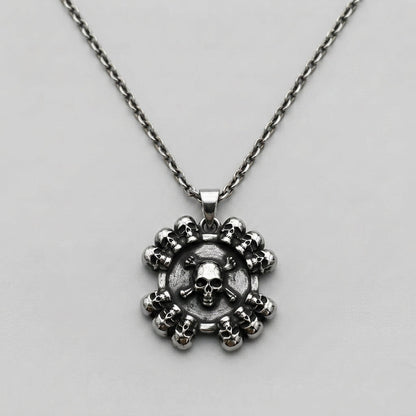 Skull and Crossbones Medallion Necklace