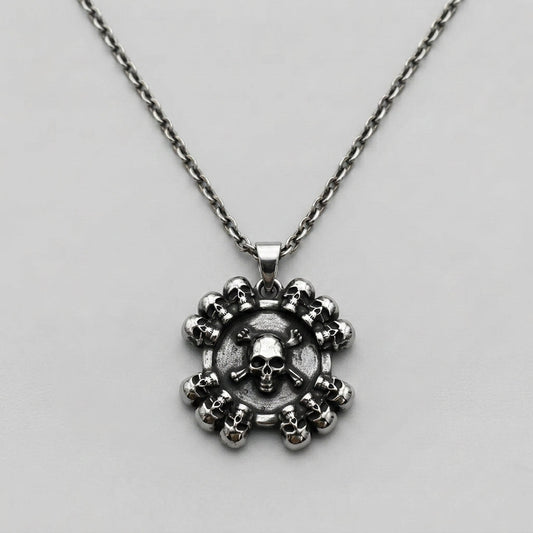 Skull and Crossbones Medallion Necklace