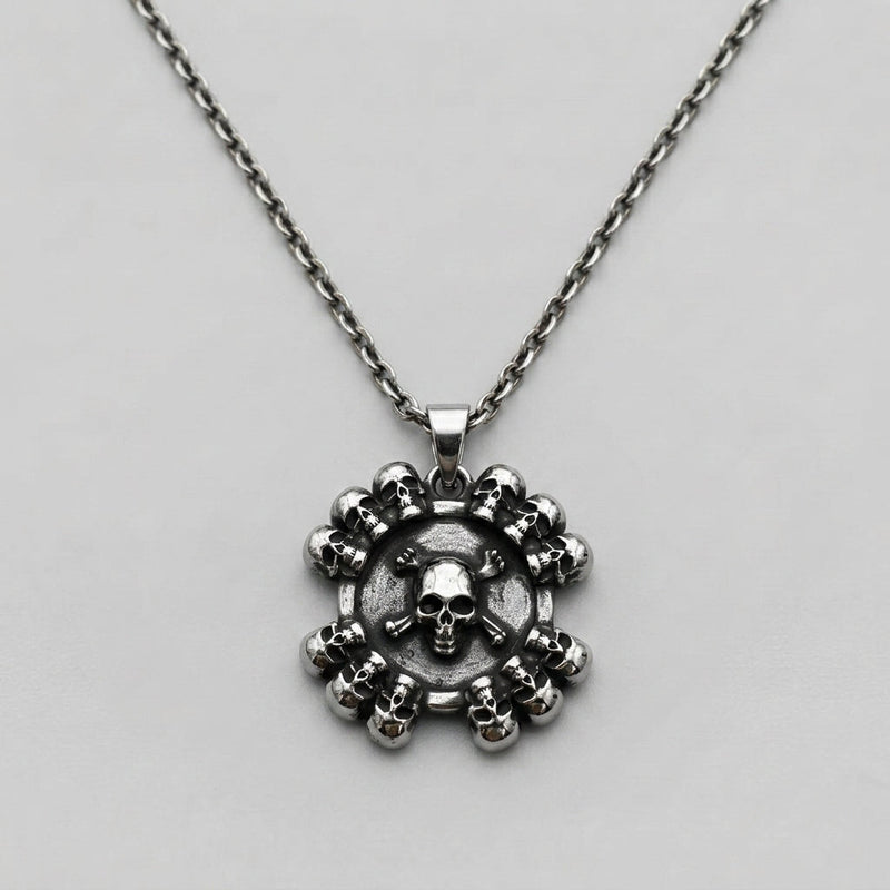 Skull and Crossbones Medallion Necklace