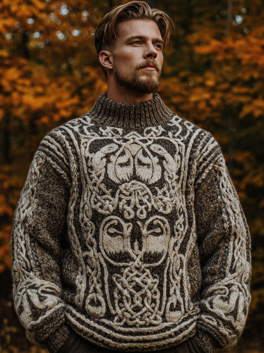 Men's Vintage Viking Halloween Embroidered Sweater elevenforest