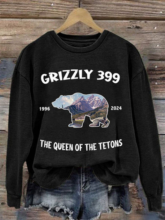 Comstylish Retro Grizzly 399 The Queen Of The Tetons 1996-2024 Print Sweatshirt