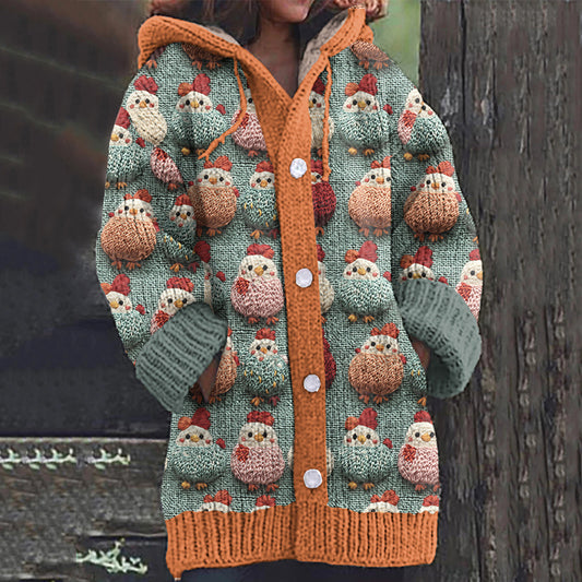 Colorful Chick Print Women's Cardigan Sweater artswardrobe