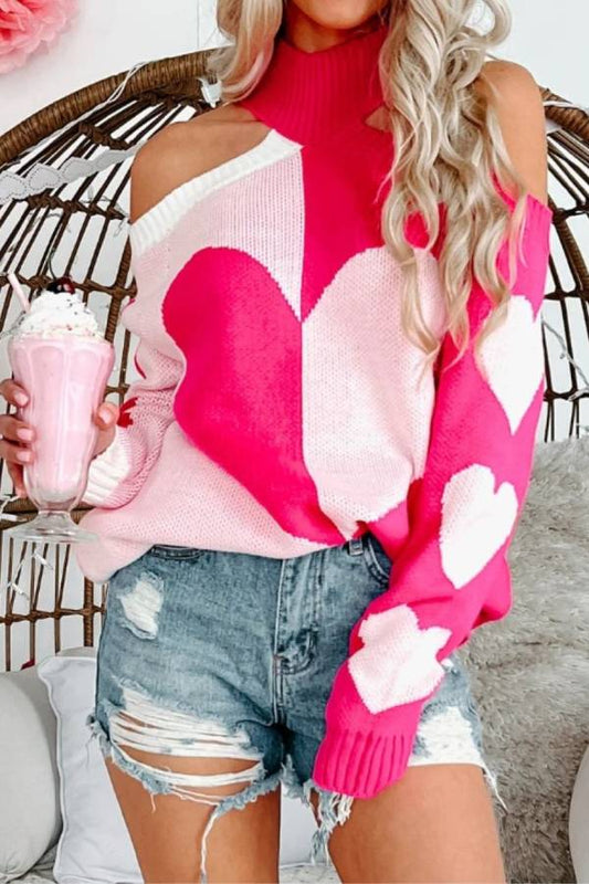 Cora® | Turtleneck sweater with turtleneck and cold shoulders for Valentine's Day