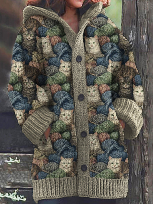 Wooly Cats Women's Cozy Hooded Cardigan elevenforest