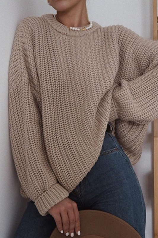 Janet® | Casual daily woven O-neck sweaters