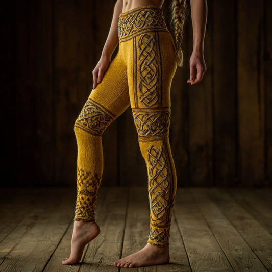 Viking Style Celtic Knot Embroidered Leggings