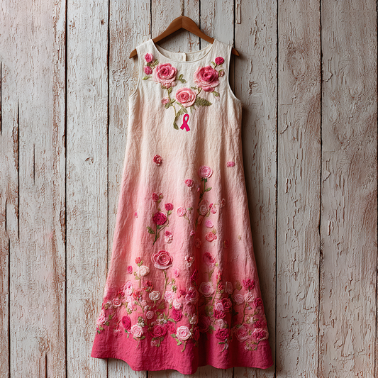 Women's Pink Elegant Rose Gradient Art Mini Dress