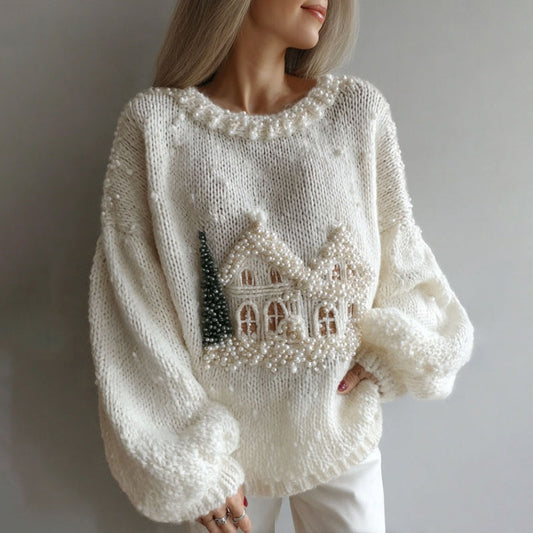 Women's Christmas Decorations Art Crew Neck Cozy Sweater artswardrobe