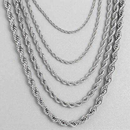 Silver Rope Chains Twisted Rope Chain Necklace