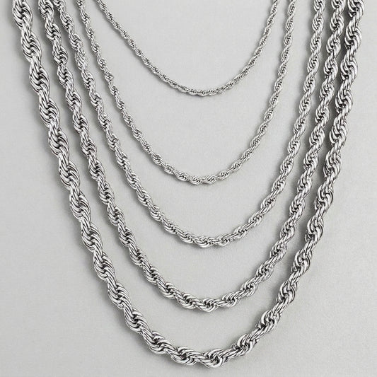 Silver Rope Chains Twisted Rope Chain Necklace