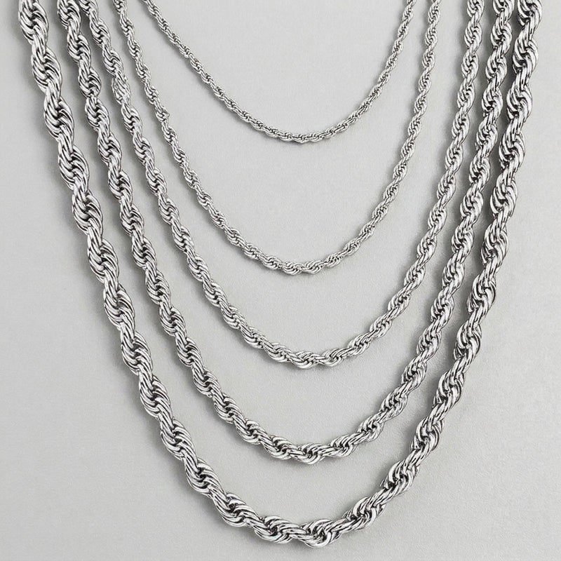 Silver Rope Chains Twisted Rope Chain Necklace