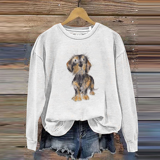 Comstylish Women's Cute Dog Art Print Casual Sweatshirt