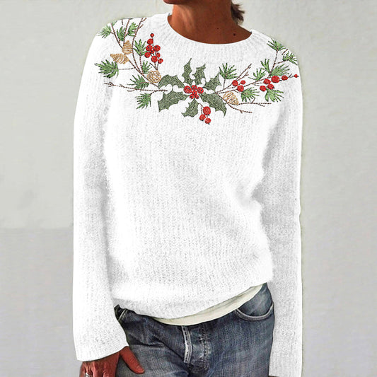 Christmas Wreath Knitted Jacquard Sweater artswardrobe