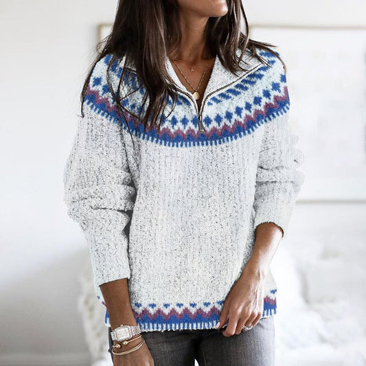 Vintage Iceland Argyle Pattern Knit Warm Women's Sweater elevenforest