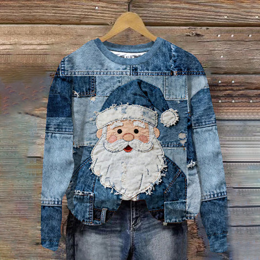 Comstylish Women's Christmas Cute Santa Art Sweatshirt