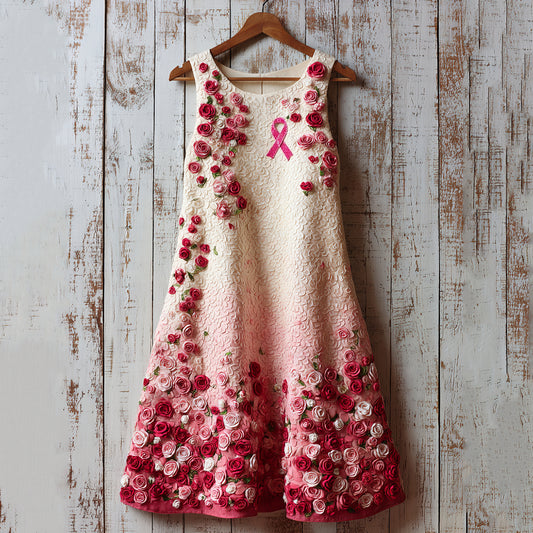 Women's Elegant Pink Rose Gradient Art Mini Dress