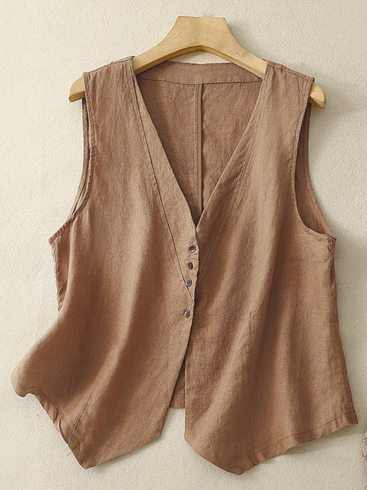Vintage Linen Blend Classy Vest artswardrobe