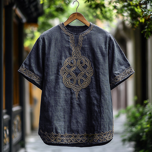 Men's Viking Celtic Knot Art Linen T-shirt artswardrobe