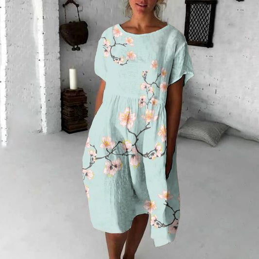 Comstylish Cherry Blossom Japanese Art Flowy Midi Dress