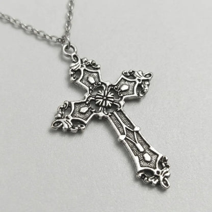 Antique Baroque Cross Statement Necklace