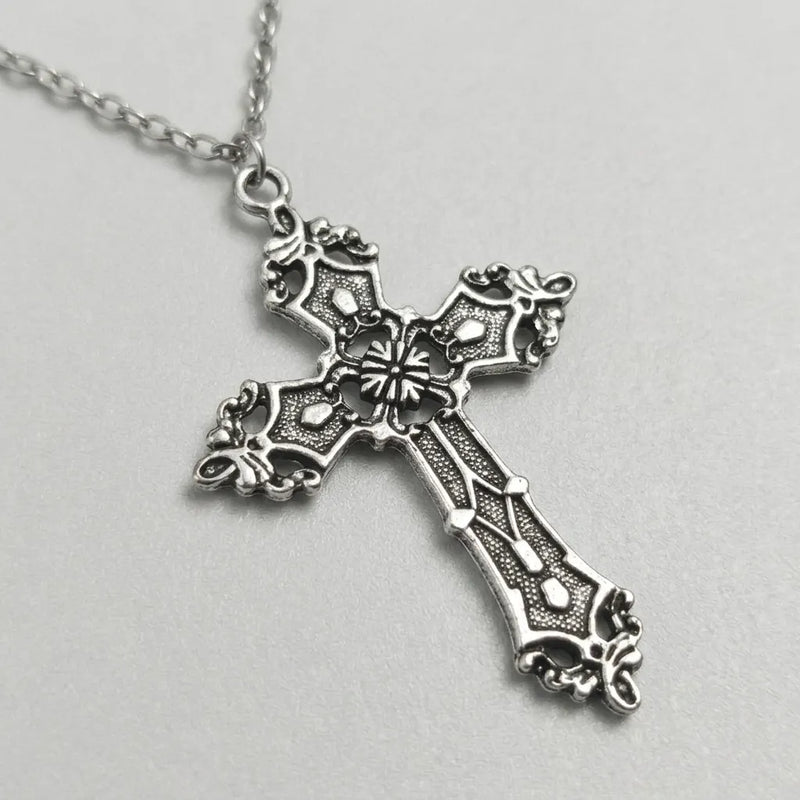 Antique Baroque Cross Statement Necklace