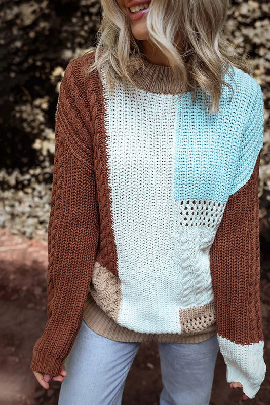Inés® | Color block sweater with a crew neck and long sleeves