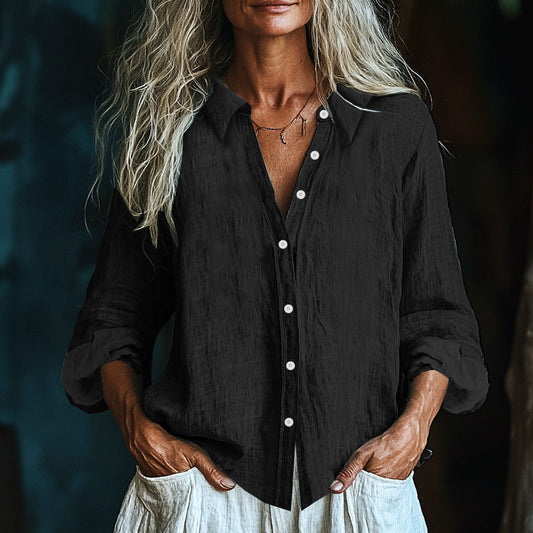 Comstylish Vintage Elegant Art Linen Ruffle Shirt