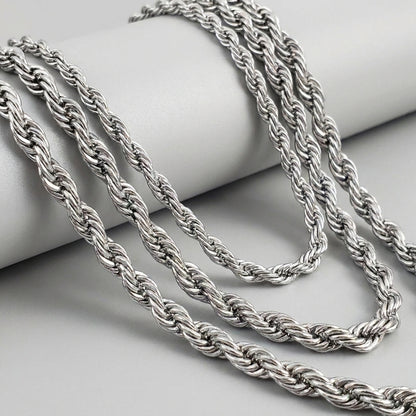 Silver Rope Chains Twisted Rope Chain Necklace