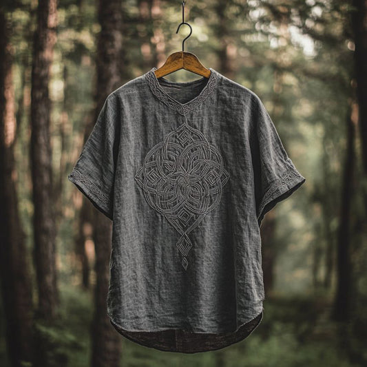 Men's Viking Celtic Knot Art Linen V-neck T Shirt artswardrobe