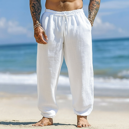 Men's Casual Fashion Solid Color Cotton And Linen Casual Pants artswardrobe