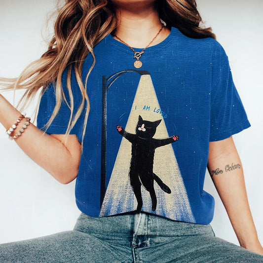 I Am Loved Cat Print T-Shirt elevenforest