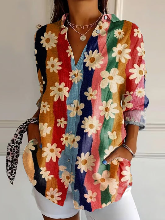 Comstylish Women's Casual Hippie Floral Shirt