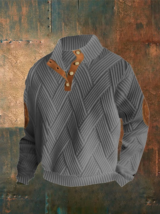 Men'S Plaid Print Button Casual Sweatshirt elevenforest