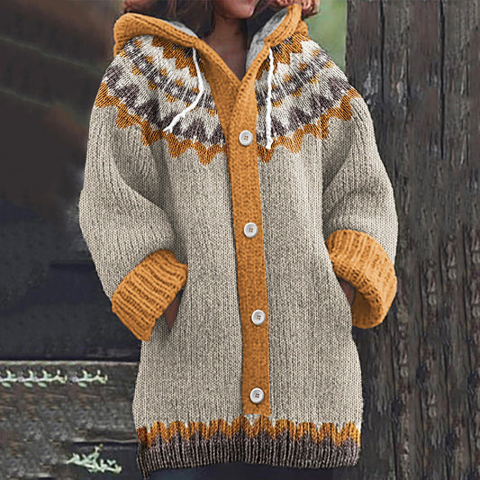 Vintage Icelandic Floral Knitted Jacquard Warm Sweater Jacket elevenforest