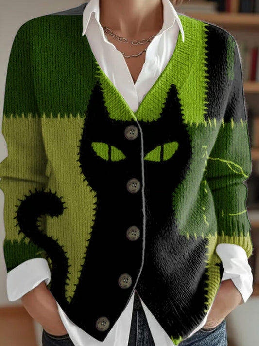 Women's Halloween Contrasting Vintage Cardigan elevenforest