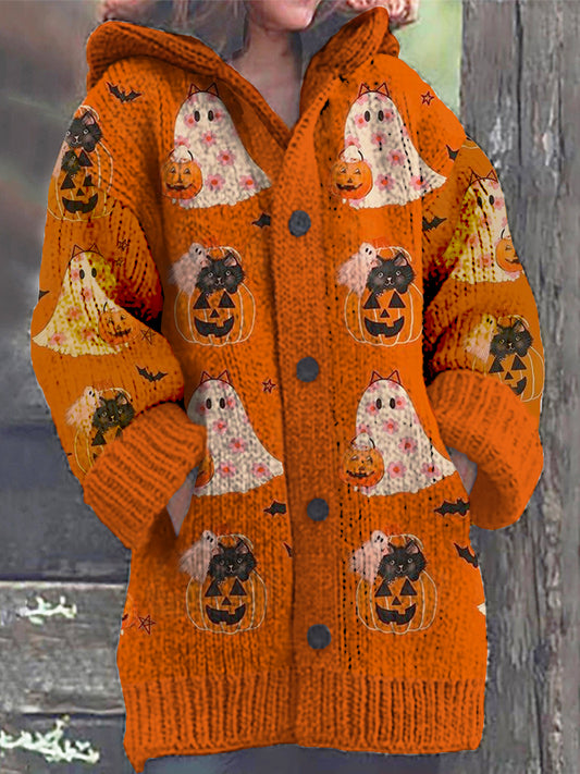 Halloween Black Cats Cardigan Sweater artswardrobe