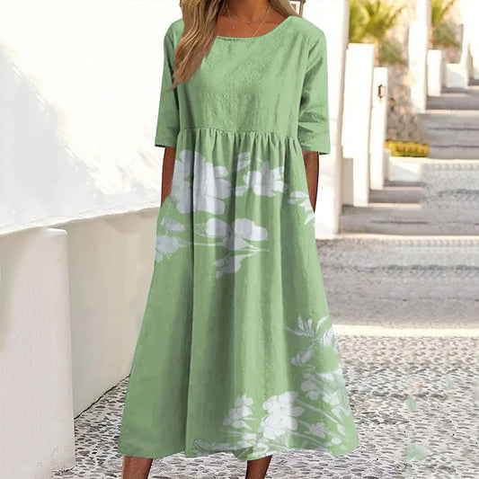 Women's Retro Floral Print Dress artswardrobe