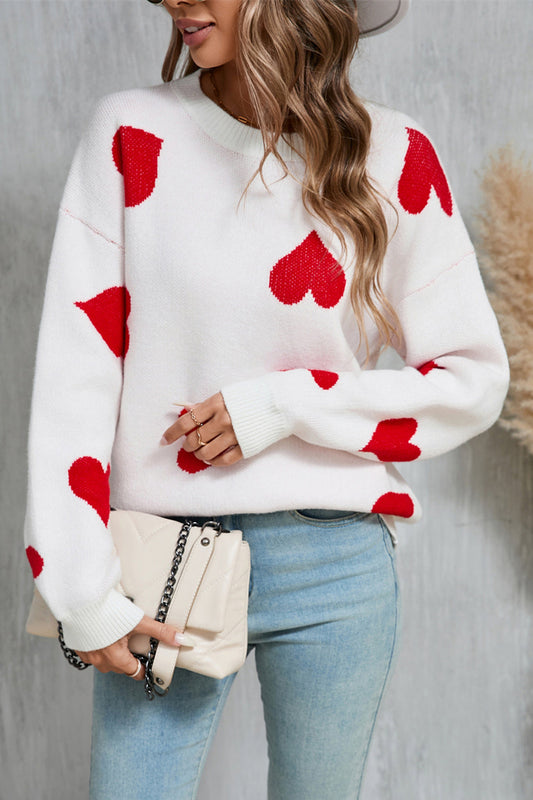 Mareike® | Heart-shaped crew neck sweater with dropped shoulders