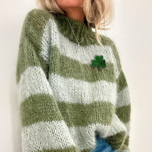 Women's St. Patrick's Day Colorful Clover Turtleneck Sweater artswardrobe