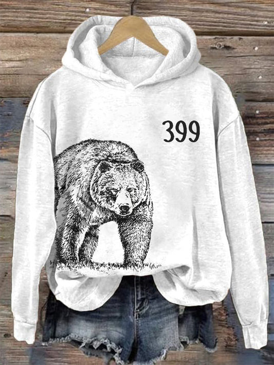Comstylish Women's Retro Grizzly 399 Printed Hoodie