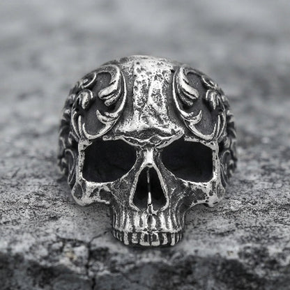 Skull Ring: "Baroque Skull Biker Ring"