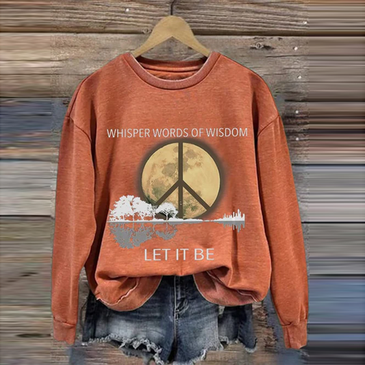 Comstylish Whisper Words Of Wisdom Let It Be Art Print Crew Neck Long Sleeve Sweatshirt
